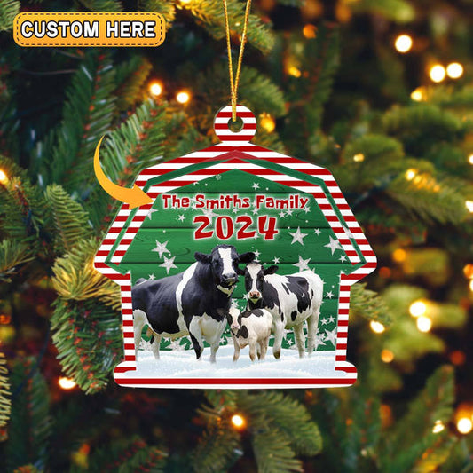 Uni Holstein Cattle Lovers Christmas Gift 2024 Custom Shape Acrylic Ornament