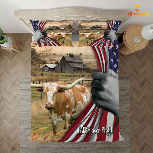 Uni Texas Longhorn 3D US Flag Bedding Set