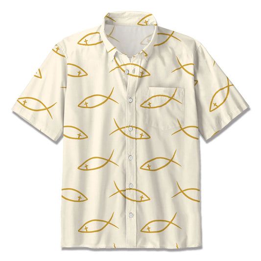UniJames The Beige Fish Christian Hawaiian Shirt