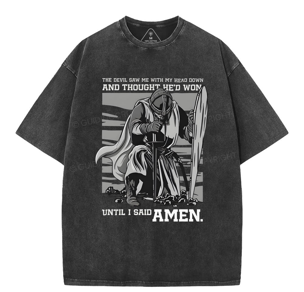 The Devil Saw Me With My Head Down Christian Washed T-Shirt Sale - GuidingCross