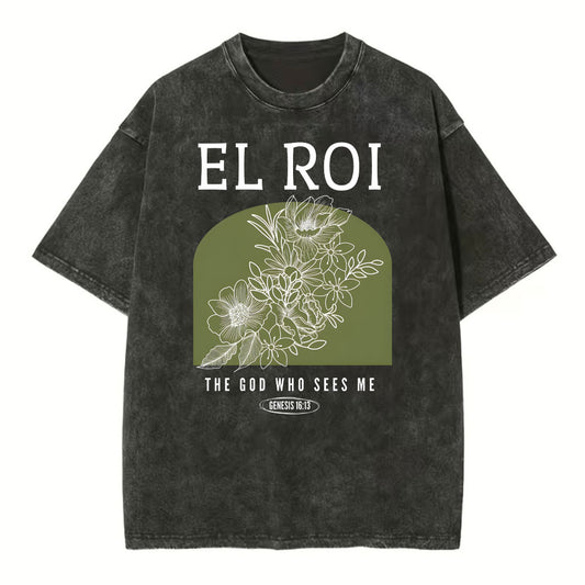 The God Who Sees Me Christian Washed T-Shirt Sale - GuidingCross