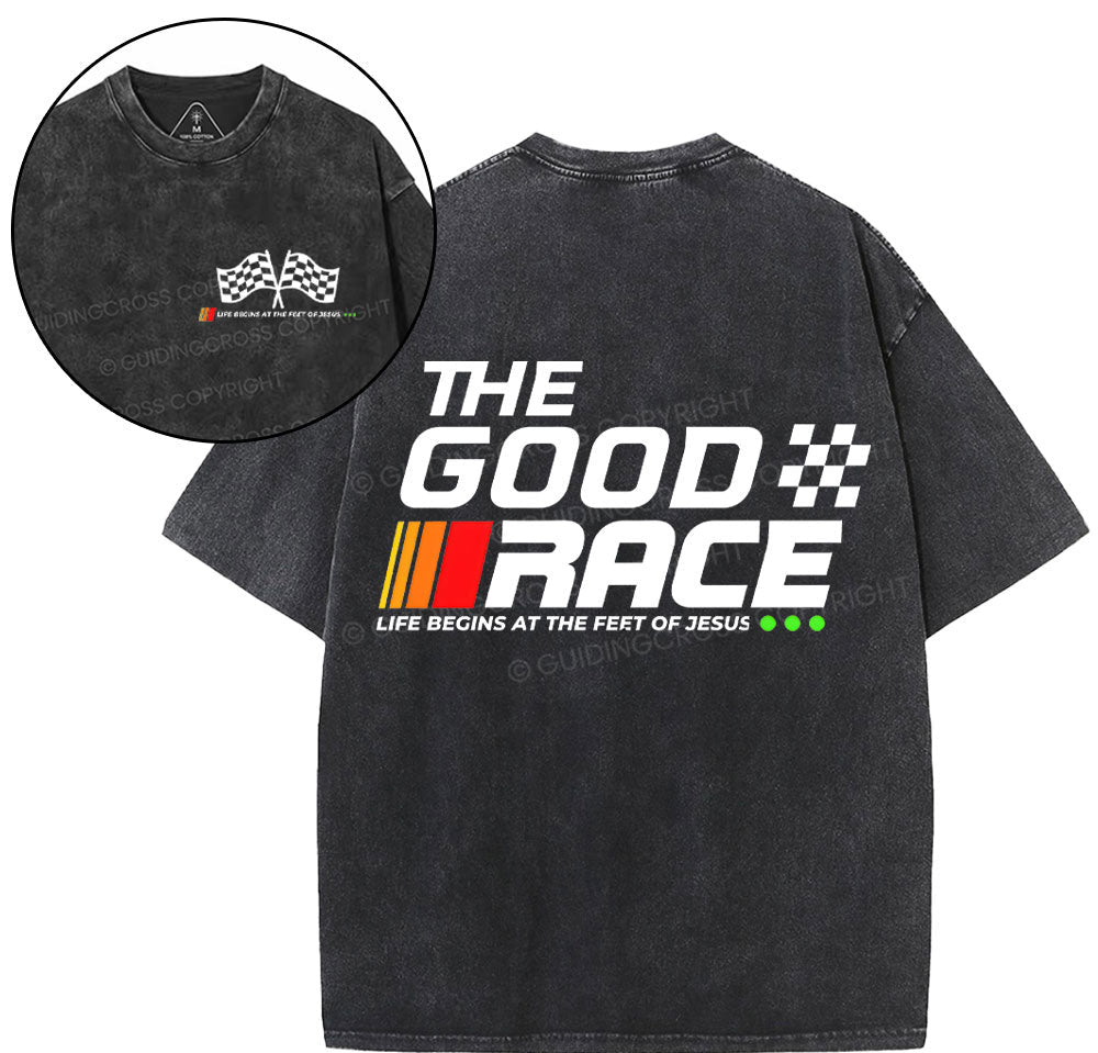 The Good Race Christian Washed T-Shirt Sale - GuidingCross