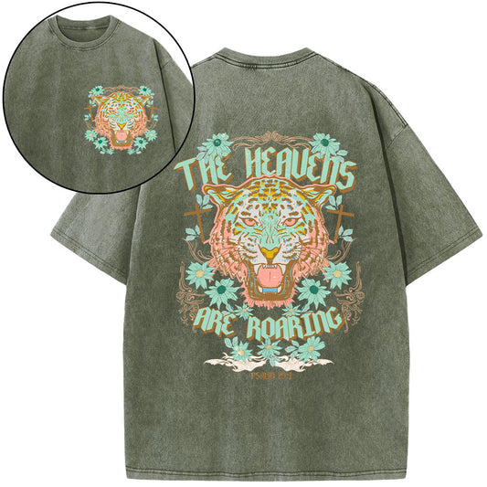 The Heavens Are Roaring Christian Washed T-Shirt Sale - GuidingCross
