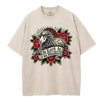 The Lord Is My Shepread Christian Washed T-Shirt Sale - GuidingCross
