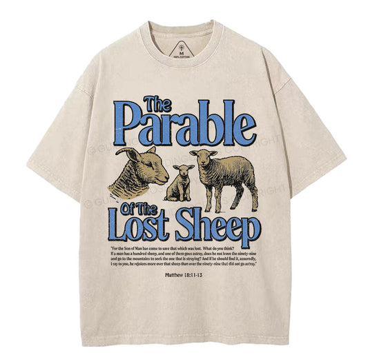 The Parable Of The Lost Sheep Christian Washed T-Shirt Sale - GuidingCross