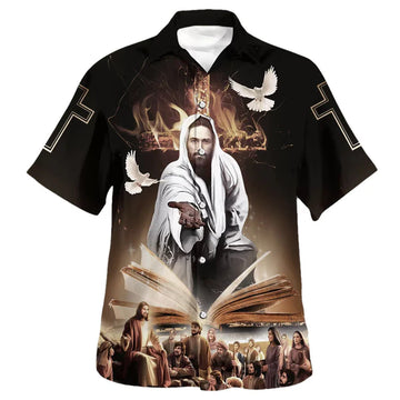 UniJames The Lion Of Judah Jesus Reaching Out His Hand Hawaiian Shirt - Christian Hawaiian Shirt - Religious Hawaiian Shirts