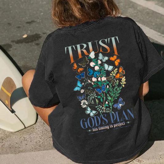 Trust God's Plan Christian Washed T-Shirt Sale - GuidingCross