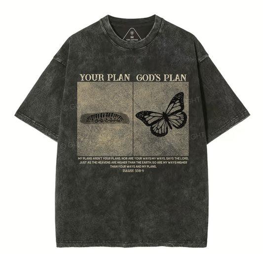 Vintage Your Plan God's Plan Christian Washed TShirt