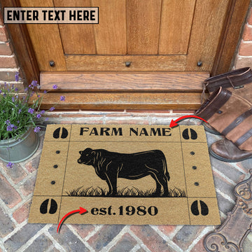 Uni Charolais Hoove Custom Farm Name Custom Year Coir Doormat