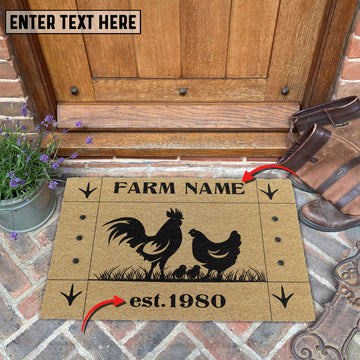 Uni Chicken Hoove Custom Farm Name Custom Year Coir Doormat