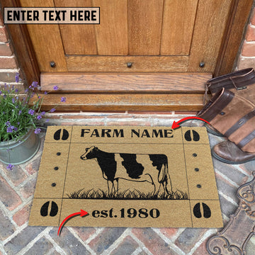 Uni Holstein Hoove Custom Farm Name Custom Year Coir Doormat