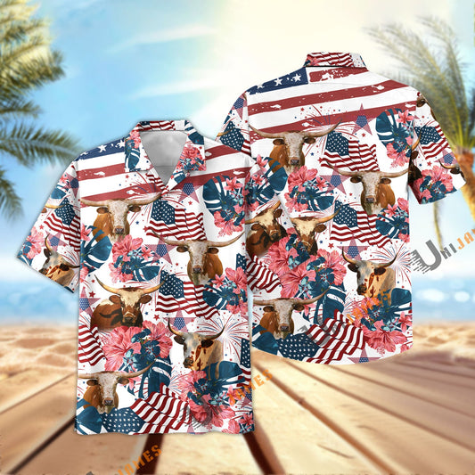 Uni Texas Longhorn Happy America Hawaiian Shirt