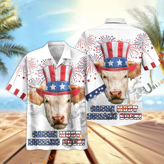 Uni Charolais Happy 4th July Hawaiian Shirt