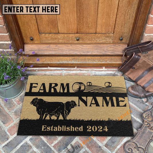 Uni Beefmaster Straw Roll Custom Farm Name Custom Year Coir Doormat