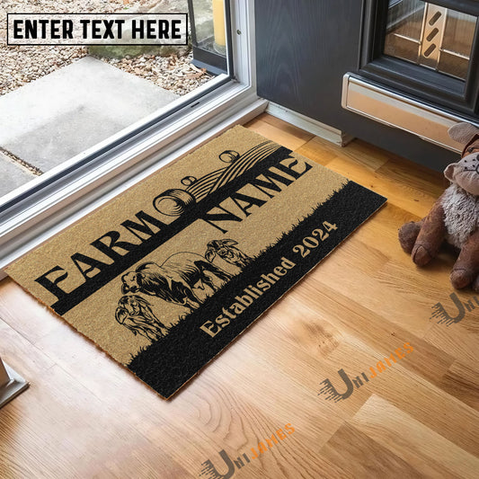 Uni Brahman Straw Roll Custom Farm Name Custom Year Coir Doormat