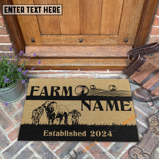 Uni Brahman Straw Roll Custom Farm Name Custom Year Coir Doormat