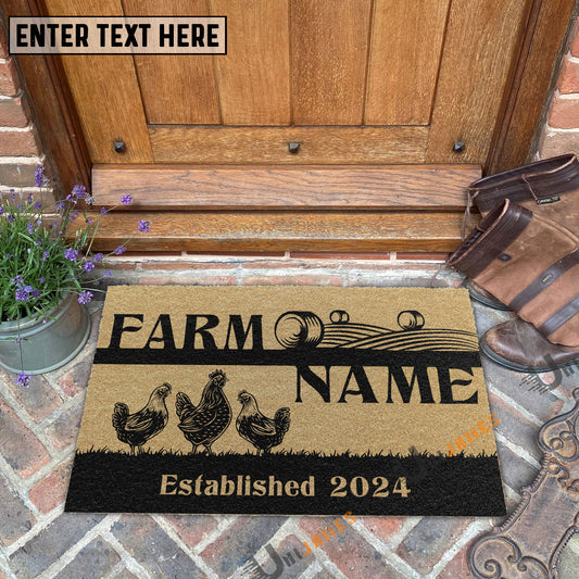 Uni Chicken Straw Roll Custom Farm Name Custom Year Coir Doormat