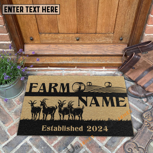 Uni Goat Straw Roll Custom Farm Name Custom Year Coir Doormat