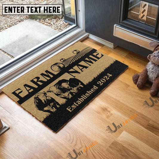 Uni Hereford Straw Roll Custom Farm Name Custom Year Coir Doormat