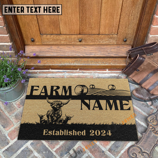 Uni Highland Straw Roll Custom Farm Name Custom Year Coir Doormat