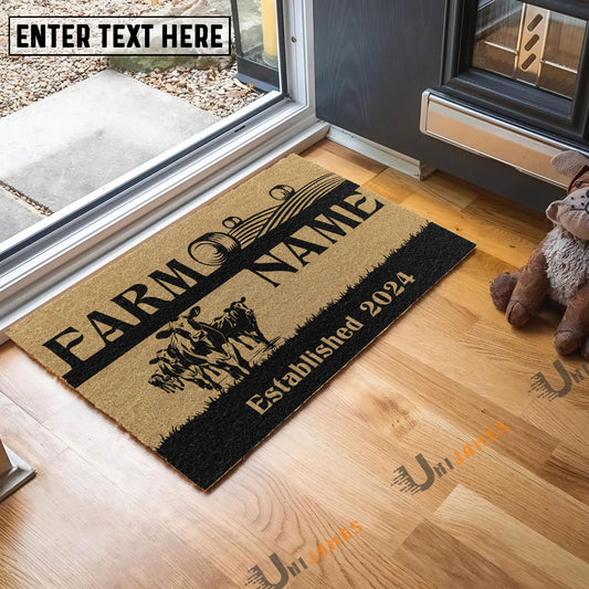 Uni Holstein Straw Roll Custom Farm Name Custom Year Coir Doormat