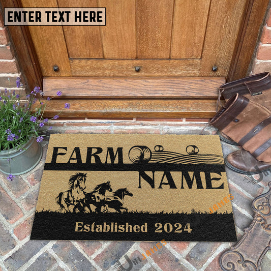 Uni Horse Straw Roll Custom Farm Name Custom Year Coir Doormat