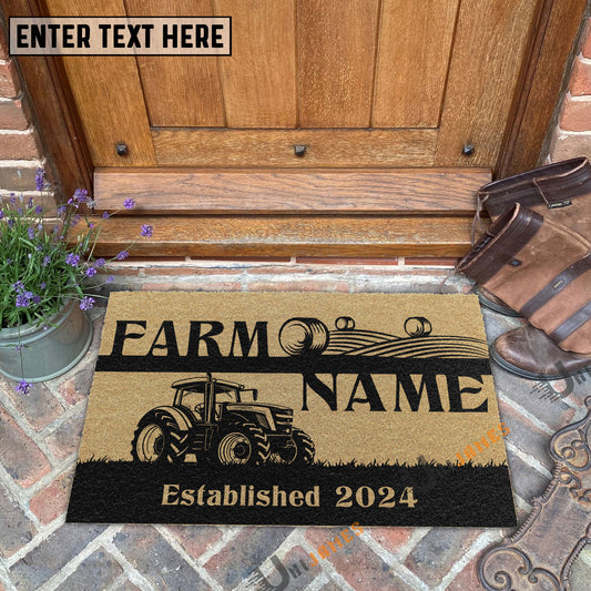 Uni Tractor Straw Roll Custom Farm Name Custom Year Coir Doormat
