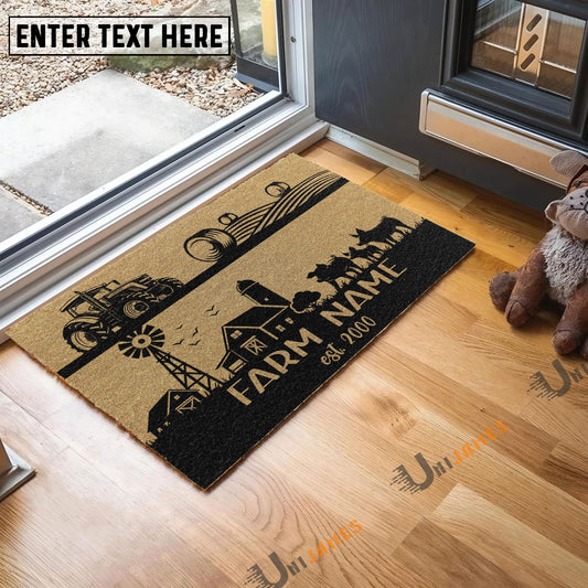 Uni Pig Happy Ranch Custom Farm Name Custom Year Coir Doormat