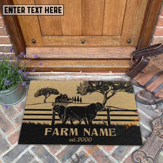 Uni Beefmaster Little Ranch Custom Farm Name Custom Year Coir Doormat
