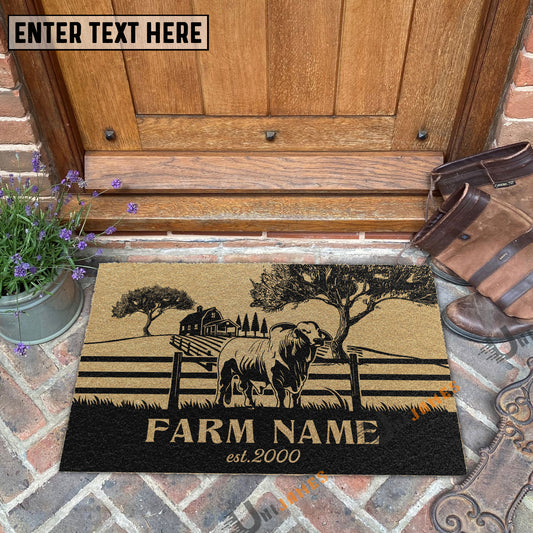 Uni Brahman Little Ranch Custom Farm Name Custom Year Coir Doormat