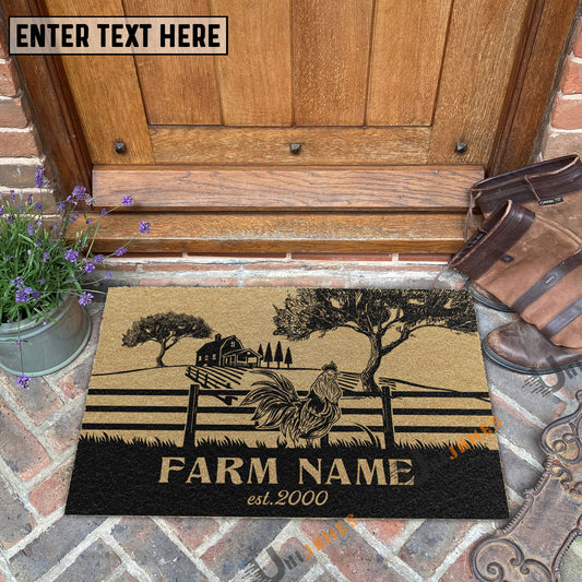 Uni Chicken Little Ranch Custom Farm Name Custom Year Coir Doormat