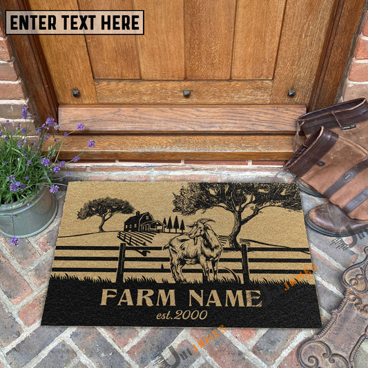 Uni Goat Little Ranch Custom Farm Name Custom Year Coir Doormat