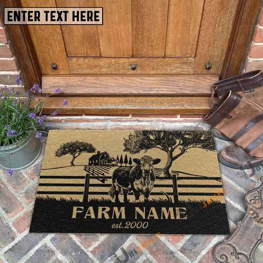 Uni Hereford Little Ranch Custom Farm Name Custom Year Coir Doormat