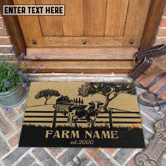 Uni Holstein Little Ranch Custom Farm Name Custom Year Coir Doormat
