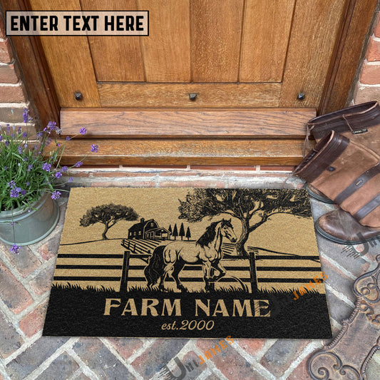 Uni Horse Little Ranch Custom Farm Name Custom Year Coir Doormat