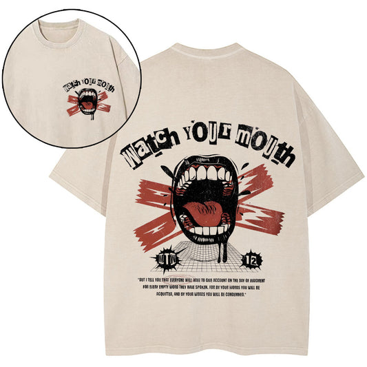 Watch Your Mouth Chirstian Washed T-Shirt Sale - GuidingCross