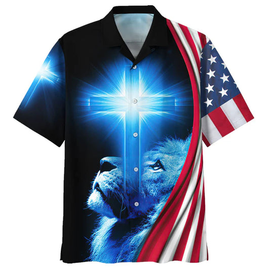 UniJames Way Maker Miracle Worker Lion Cross Hawaiian Shirts - Christian Hawaiian Shirt - Hawaiian Shirts For Men
