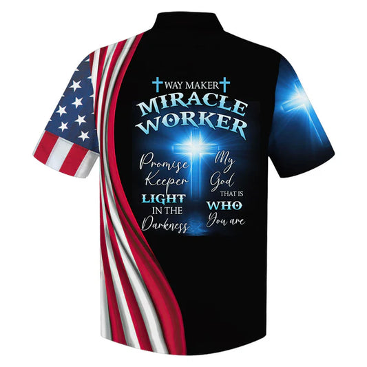 UniJames Way Maker Miracle Worker Lion Cross Hawaiian Shirts - Christian Hawaiian Shirt - Hawaiian Shirts For Men