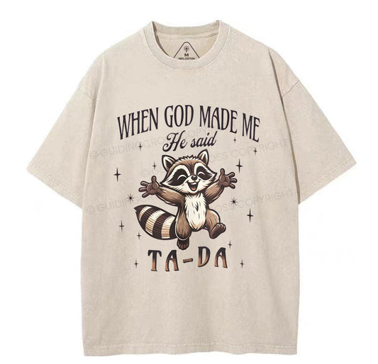 When God Made Me Christian Washed T-Shirt Sale - GuidingCross