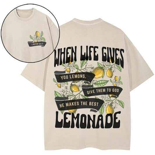 When Life Gives You Lemons Chirstian Washed T-Shirt Sale - GuidingCross