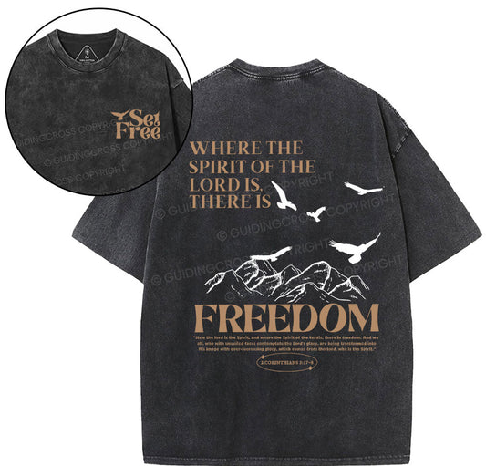 Where The Spirit Of The Lord Where Is Freedom Christian Washed T-Shirt Sale - GuidingCross
