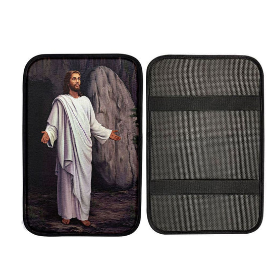 Uni White Jesus Picture 6 - He Is Risen Car Armrest Pad