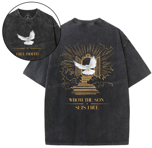 Whom The Sun Sets Free Christian Washed TShirt
