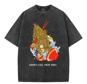 Worry Less Pray More Christian Washed TShirt
