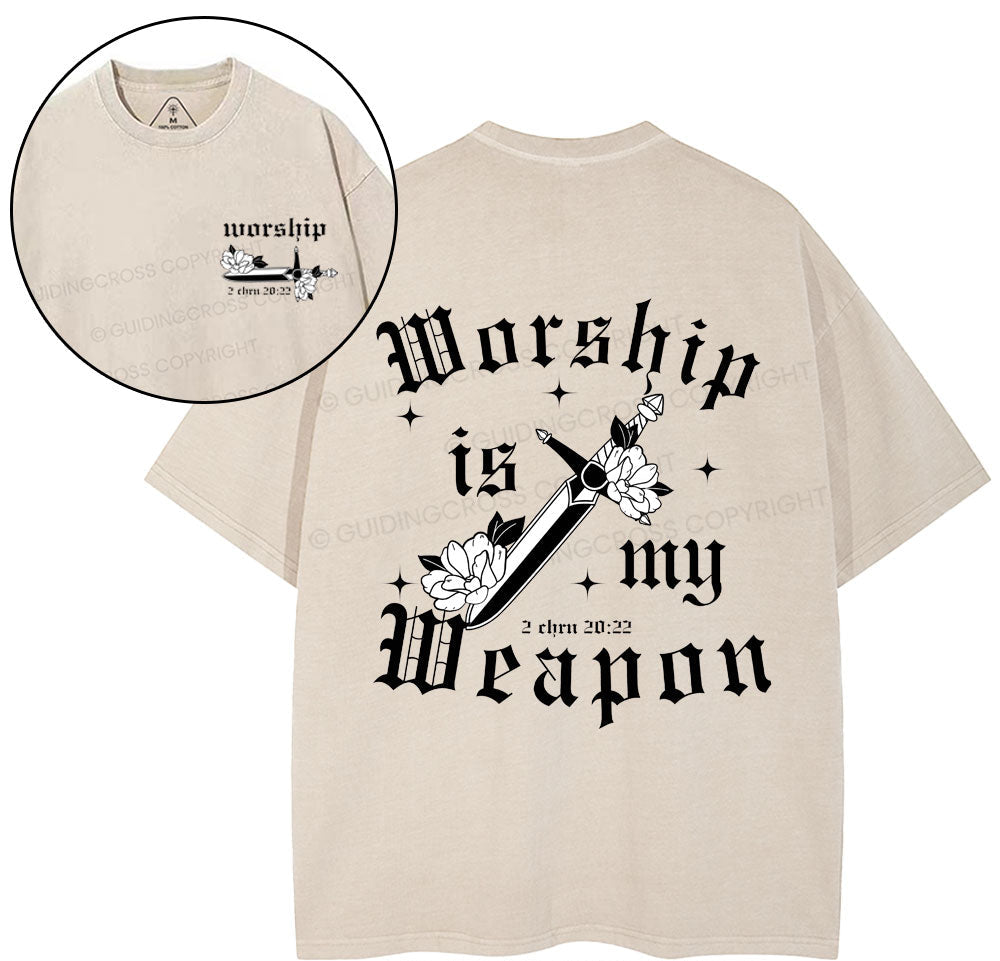 Worship Is My Weapon Christian Washed TShirt