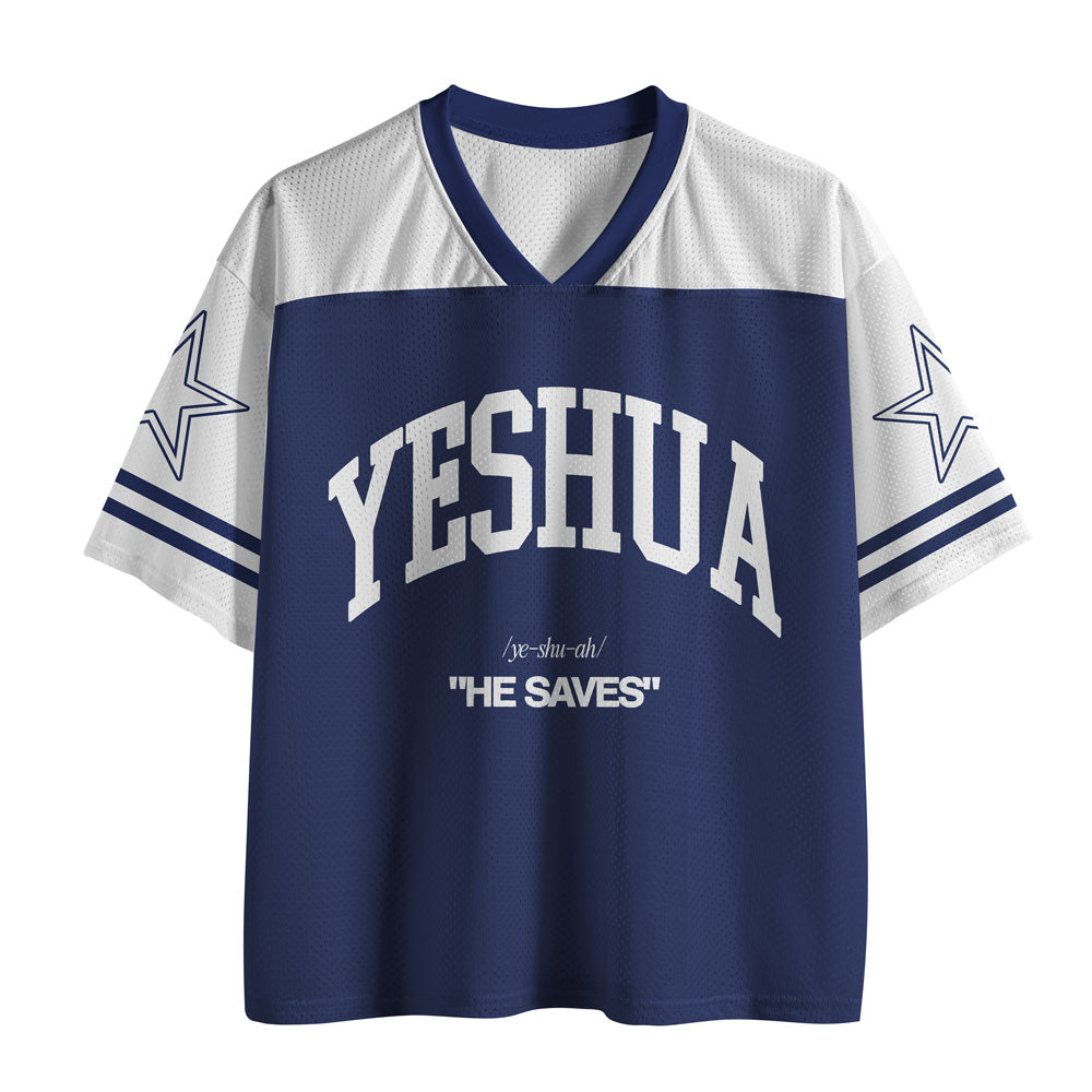 UniJames YESHUA He Saves Christian Navy Mesh Jersey