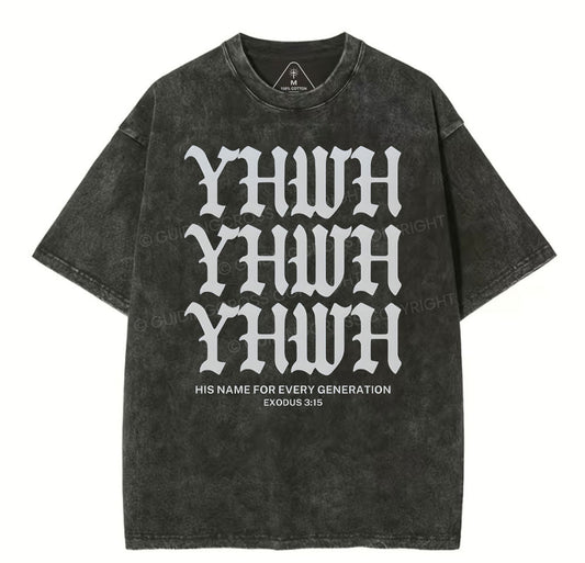 YHWH Christian Washed T-Shrit Sale - GuidingCross