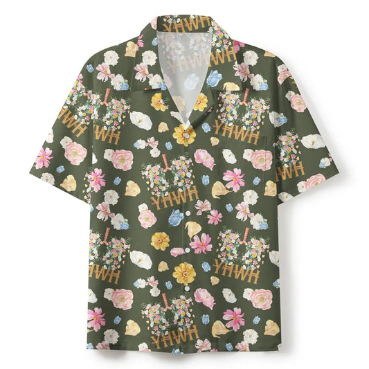 UniJames Flower Army Green Christian Hawaiian Shirt