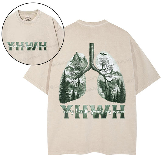 YHWH Nature Forest Christian Washed T-Shirt Sale - GuidingCross