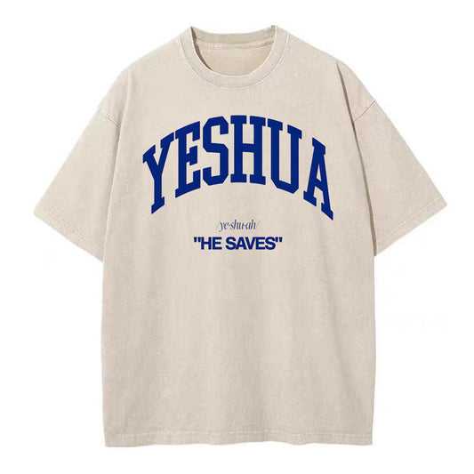 Yeshua Christian Washed T-Shirt Sale - GuidingCross